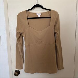 Isabel by Ingrid + Isabel Ribbed Long Sleeve Maternity Top Camel sz L